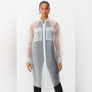 GSTQ Women's Sheer Tunic White Size M see through vest/